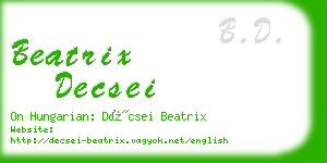 beatrix decsei business card